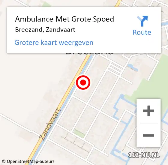 Locatie op kaart van de 112 melding: Ambulance Met Grote Spoed Naar Breezand, Zandvaart op 19 november 2023 19:00