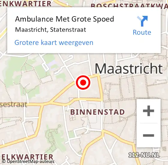 Locatie op kaart van de 112 melding: Ambulance Met Grote Spoed Naar Maastricht, Statenstraat op 19 november 2023 19:04