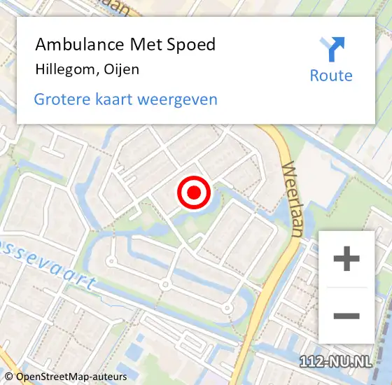 Locatie op kaart van de 112 melding: Ambulance Met Spoed Naar Hillegom, Oijen op 19 november 2023 19:24