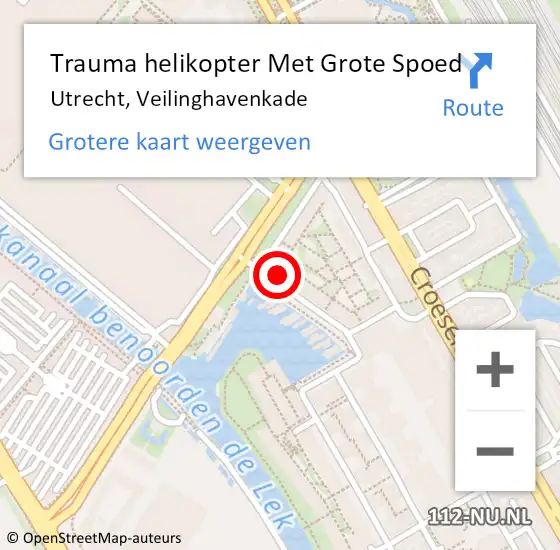 Locatie op kaart van de 112 melding: Trauma helikopter Met Grote Spoed Naar Utrecht, Veilinghavenkade op 19 november 2023 19:29