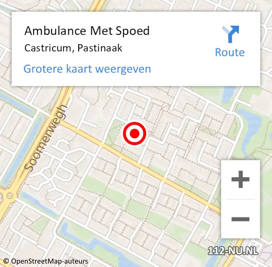 Locatie op kaart van de 112 melding: Ambulance Met Spoed Naar Castricum, Pastinaak op 19 november 2023 19:49