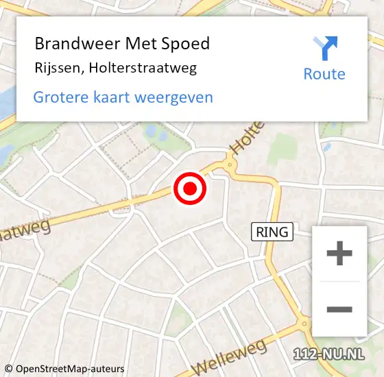 Locatie op kaart van de 112 melding: Brandweer Met Spoed Naar Rijssen, Holterstraatweg op 19 november 2023 20:00