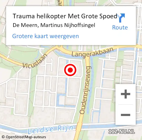 Locatie op kaart van de 112 melding: Trauma helikopter Met Grote Spoed Naar De Meern, Martinus Nijhoffsingel op 19 november 2023 20:07