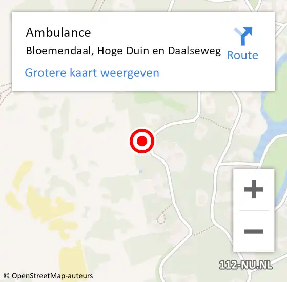 Locatie op kaart van de 112 melding: Ambulance Bloemendaal, Hoge Duin en Daalseweg op 19 november 2023 20:20