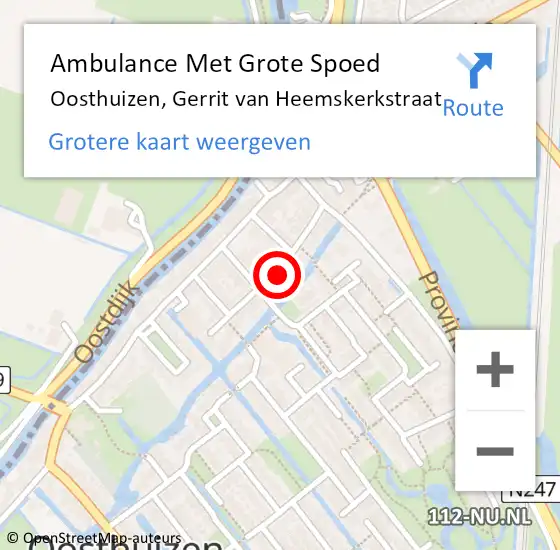 Locatie op kaart van de 112 melding: Ambulance Met Grote Spoed Naar Oosthuizen, Gerrit van Heemskerkstraat op 19 november 2023 20:29