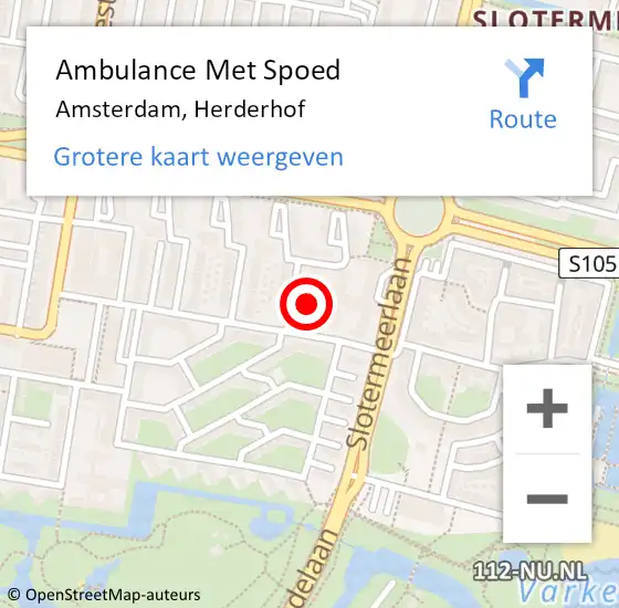 Locatie op kaart van de 112 melding: Ambulance Met Spoed Naar Amsterdam, Herderhof op 19 november 2023 20:30
