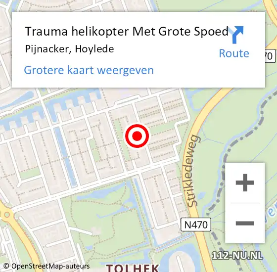 Locatie op kaart van de 112 melding: Trauma helikopter Met Grote Spoed Naar Pijnacker, Hoylede op 19 november 2023 21:04