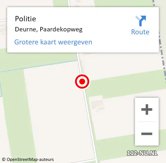 Locatie op kaart van de 112 melding: Politie Deurne, Paardekopweg op 19 november 2023 21:14