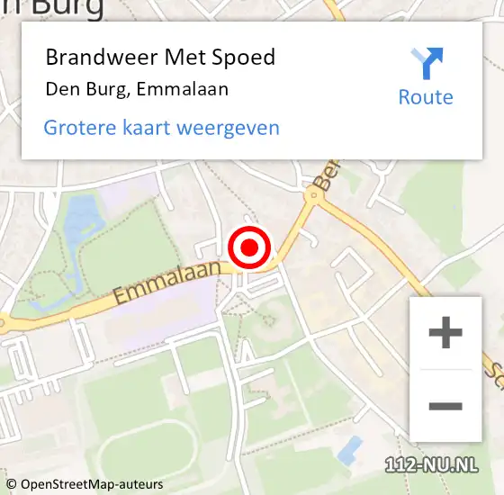 Locatie op kaart van de 112 melding: Brandweer Met Spoed Naar Den Burg, Emmalaan op 19 november 2023 21:34