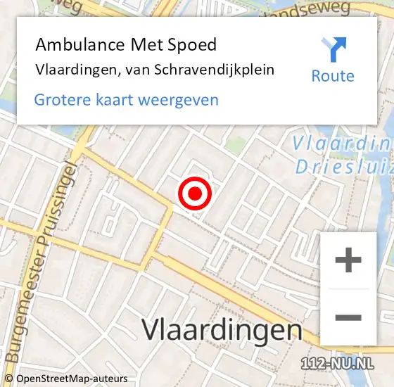Locatie op kaart van de 112 melding: Ambulance Met Spoed Naar Vlaardingen, van Schravendijkplein op 19 november 2023 22:11