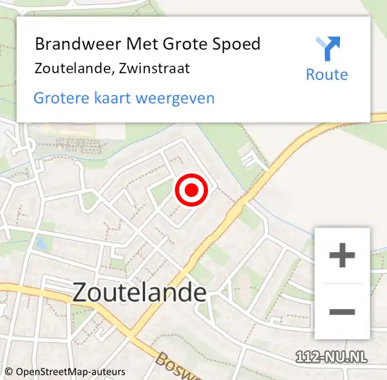 Locatie op kaart van de 112 melding: Brandweer Met Grote Spoed Naar Zoutelande, Zwinstraat op 19 november 2023 22:18