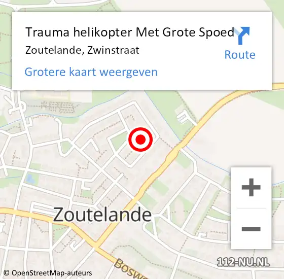 Locatie op kaart van de 112 melding: Trauma helikopter Met Grote Spoed Naar Zoutelande, Zwinstraat op 19 november 2023 22:18