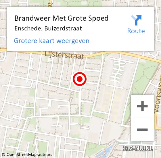 Locatie op kaart van de 112 melding: Brandweer Met Grote Spoed Naar Enschede, Buizerdstraat op 19 november 2023 22:46