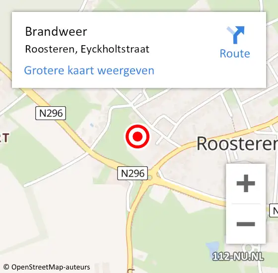 Locatie op kaart van de 112 melding: Brandweer Roosteren, Eyckholtstraat op 15 september 2014 21:56