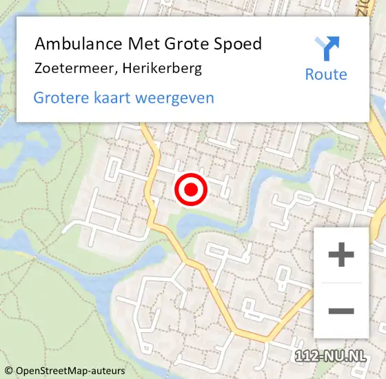 Locatie op kaart van de 112 melding: Ambulance Met Grote Spoed Naar Zoetermeer, Herikerberg op 19 november 2023 23:06