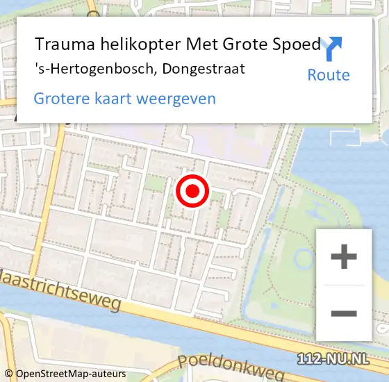 Locatie op kaart van de 112 melding: Trauma helikopter Met Grote Spoed Naar 's-Hertogenbosch, Dongestraat op 19 november 2023 23:07