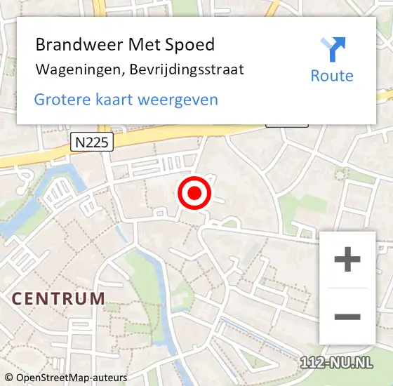 Locatie op kaart van de 112 melding: Brandweer Met Spoed Naar Wageningen, Bevrijdingsstraat op 19 november 2023 23:26