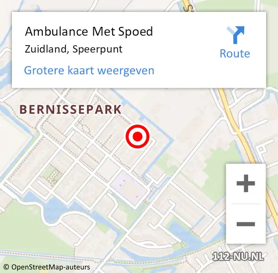 Locatie op kaart van de 112 melding: Ambulance Met Spoed Naar Zuidland, Speerpunt op 19 november 2023 23:54