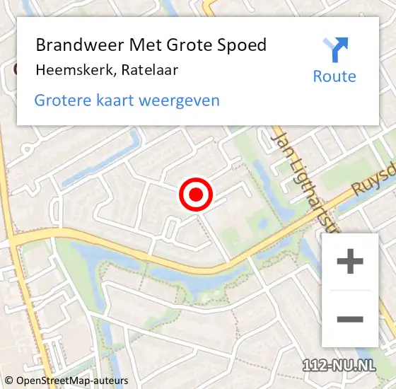 Locatie op kaart van de 112 melding: Brandweer Met Grote Spoed Naar Heemskerk, Ratelaar op 20 november 2023 01:16