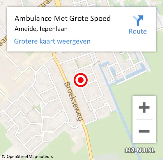 Locatie op kaart van de 112 melding: Ambulance Met Grote Spoed Naar Ameide, Iepenlaan op 20 november 2023 01:28