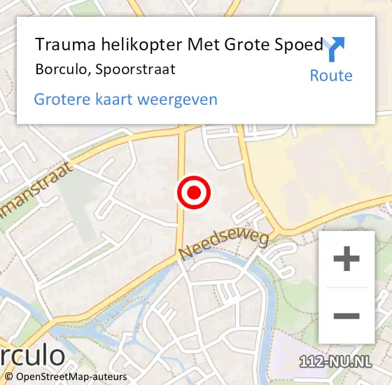 Locatie op kaart van de 112 melding: Trauma helikopter Met Grote Spoed Naar Borculo, Spoorstraat op 20 november 2023 01:36