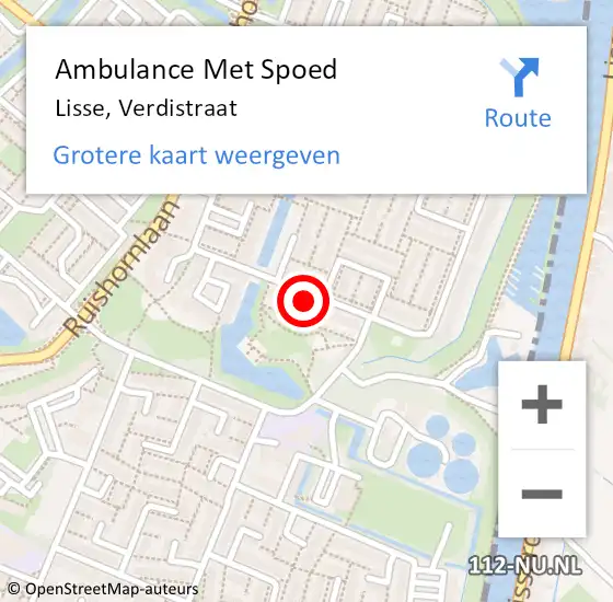 Locatie op kaart van de 112 melding: Ambulance Met Spoed Naar Lisse, Verdistraat op 20 november 2023 01:51