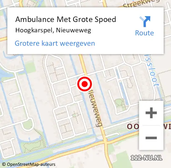 Locatie op kaart van de 112 melding: Ambulance Met Grote Spoed Naar Hoogkarspel, Nieuweweg op 20 november 2023 02:16