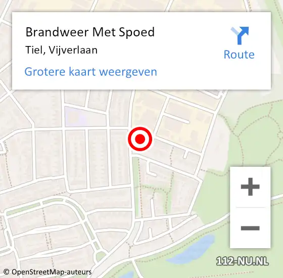 Locatie op kaart van de 112 melding: Brandweer Met Spoed Naar Tiel, Vijverlaan op 20 november 2023 02:57