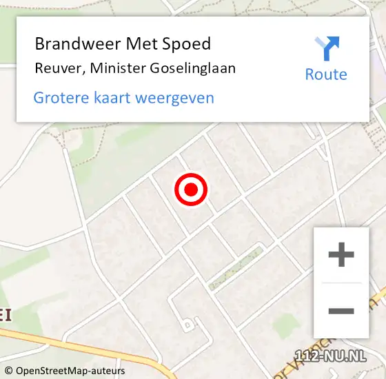 Locatie op kaart van de 112 melding: Brandweer Met Spoed Naar Reuver, Minister Goselinglaan op 20 november 2023 04:22