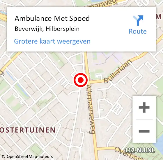 Locatie op kaart van de 112 melding: Ambulance Met Spoed Naar Beverwijk, Hilbersplein op 20 november 2023 04:30