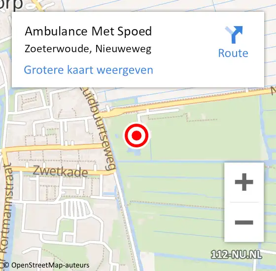 Locatie op kaart van de 112 melding: Ambulance Met Spoed Naar Zoeterwoude, Nieuweweg op 20 november 2023 05:25