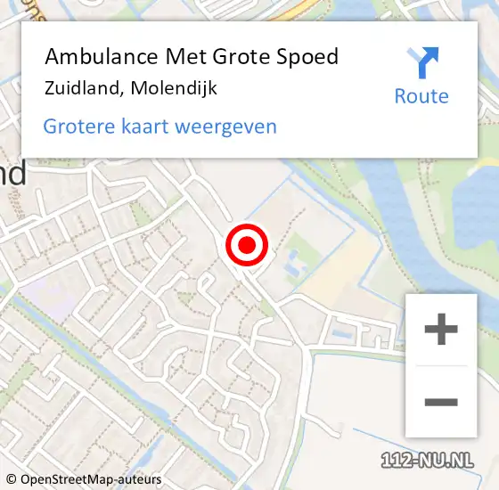 Locatie op kaart van de 112 melding: Ambulance Met Grote Spoed Naar Zuidland, Molendijk op 20 november 2023 05:38