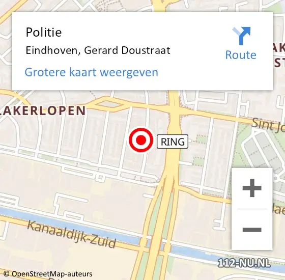 Locatie op kaart van de 112 melding: Politie Eindhoven, Gerard Doustraat op 20 november 2023 06:00