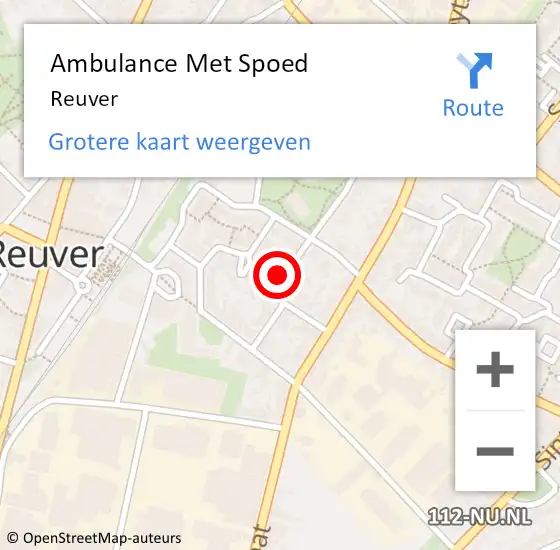 Locatie op kaart van de 112 melding: Ambulance Met Spoed Naar Reuver op 20 november 2023 07:19