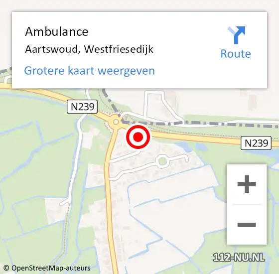 Locatie op kaart van de 112 melding: Ambulance Aartswoud, Westfriesedijk op 20 november 2023 07:21