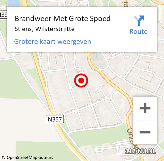 Locatie op kaart van de 112 melding: Brandweer Met Grote Spoed Naar Stiens, Wilsterstrjitte op 20 november 2023 07:51