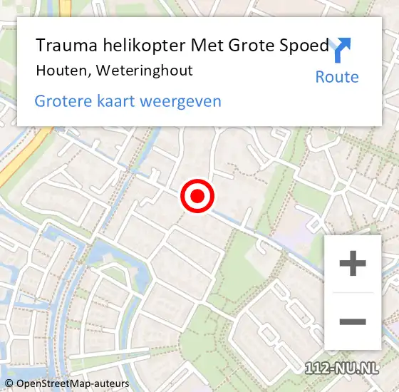 Locatie op kaart van de 112 melding: Trauma helikopter Met Grote Spoed Naar Houten, Weteringhout op 20 november 2023 07:52