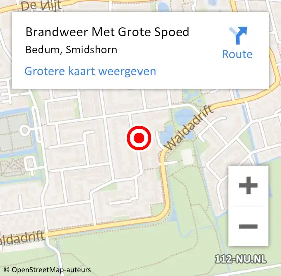 Locatie op kaart van de 112 melding: Brandweer Met Grote Spoed Naar Bedum, Smidshorn op 20 november 2023 08:00