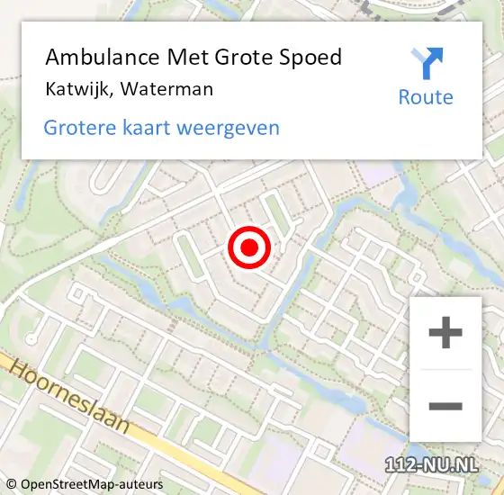 Locatie op kaart van de 112 melding: Ambulance Met Grote Spoed Naar Katwijk, Waterman op 20 november 2023 08:09