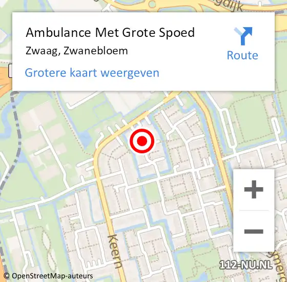 Locatie op kaart van de 112 melding: Ambulance Met Grote Spoed Naar Zwaag, Zwanebloem op 20 november 2023 08:12