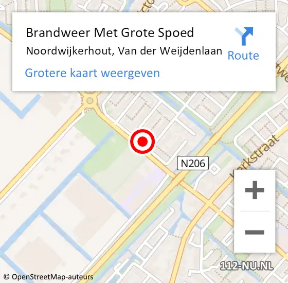 Locatie op kaart van de 112 melding: Brandweer Met Grote Spoed Naar Noordwijkerhout, Van der Weijdenlaan op 20 november 2023 08:27