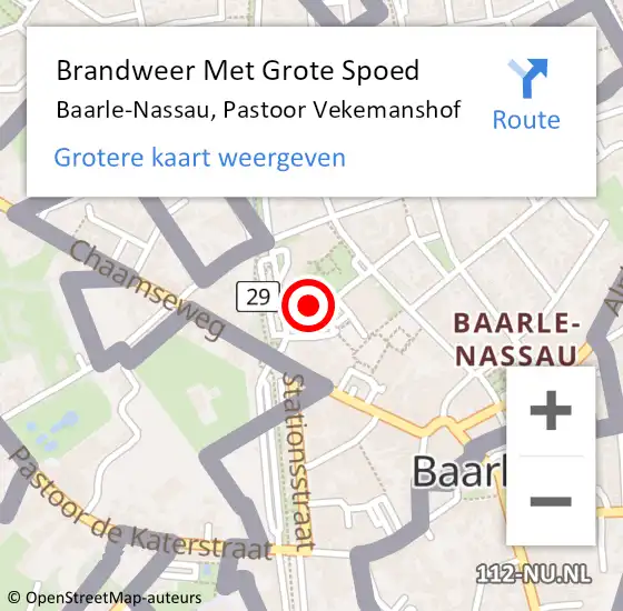 Locatie op kaart van de 112 melding: Brandweer Met Grote Spoed Naar Baarle-Nassau, Pastoor Vekemanshof op 20 november 2023 08:29