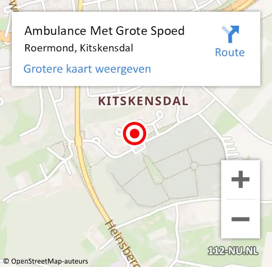 Locatie op kaart van de 112 melding: Ambulance Met Grote Spoed Naar Roermond, Kitskensdal op 20 november 2023 08:34