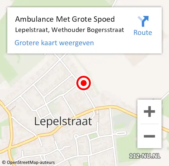 Locatie op kaart van de 112 melding: Ambulance Met Grote Spoed Naar Lepelstraat, Wethouder Bogersstraat op 15 september 2014 22:52