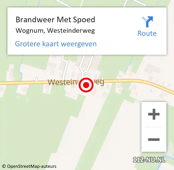 Locatie op kaart van de 112 melding: Brandweer Met Spoed Naar Wognum, Westeinderweg op 20 november 2023 08:53