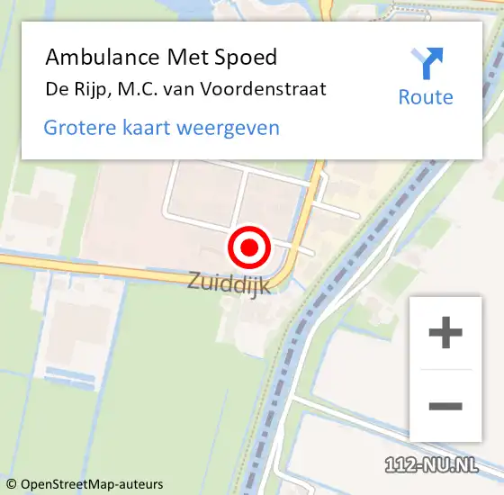 Locatie op kaart van de 112 melding: Ambulance Met Spoed Naar De Rijp, M.C. van Voordenstraat op 20 november 2023 09:12