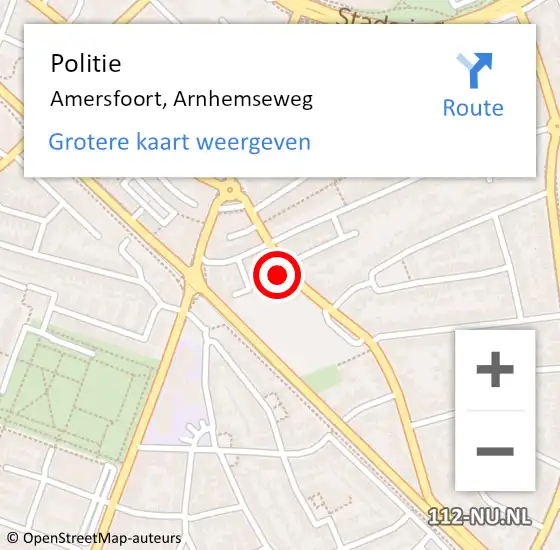 Locatie op kaart van de 112 melding: Politie Amersfoort, Arnhemseweg op 20 november 2023 09:34