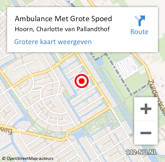 Locatie op kaart van de 112 melding: Ambulance Met Grote Spoed Naar Hoorn, Charlotte van Pallandthof op 20 november 2023 10:02