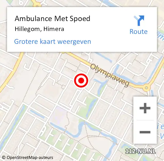 Locatie op kaart van de 112 melding: Ambulance Met Spoed Naar Hillegom, Himera op 20 november 2023 10:32