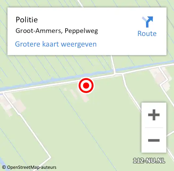 Locatie op kaart van de 112 melding: Politie Groot-Ammers, Peppelweg op 20 november 2023 10:43